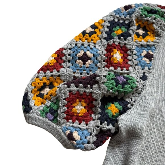 Cotton by Autumn Cashmere Cardigan Sweater Women Small Hand Crochet Italian - Picture 3 of 9